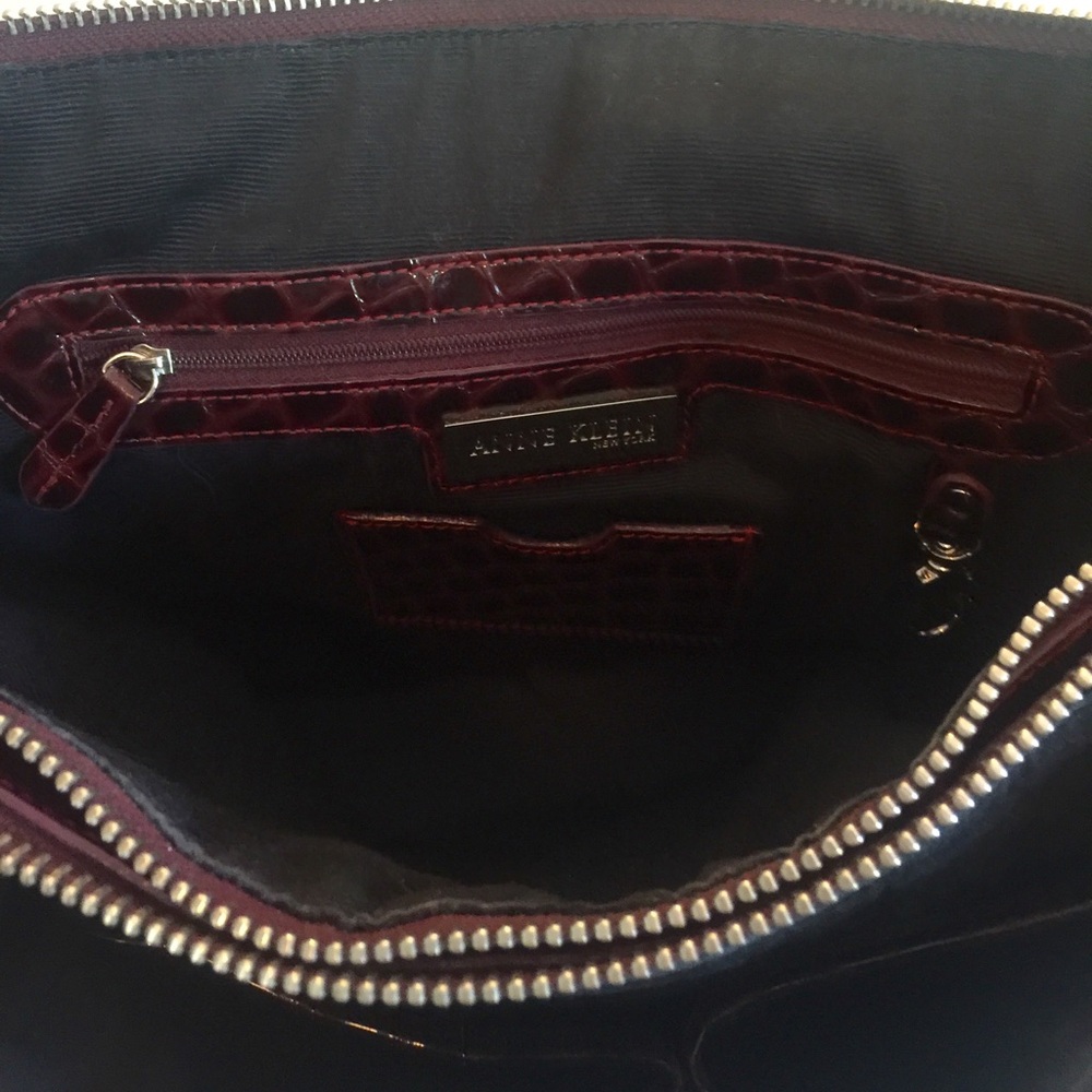 Anne Klein Dark Brown Croc-Embossed Shoulder Bag - Picture 3 of 4